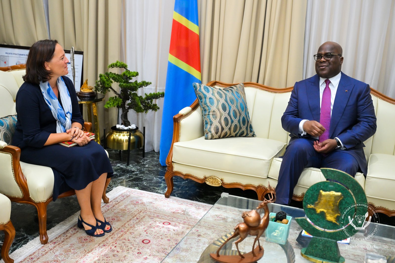 La coopération bilatérale et les projets d’investissements belges en RDC au cœur des échanges entre Félix Tshisekedi et l’ambassadrice belge Roxane de Bilderling