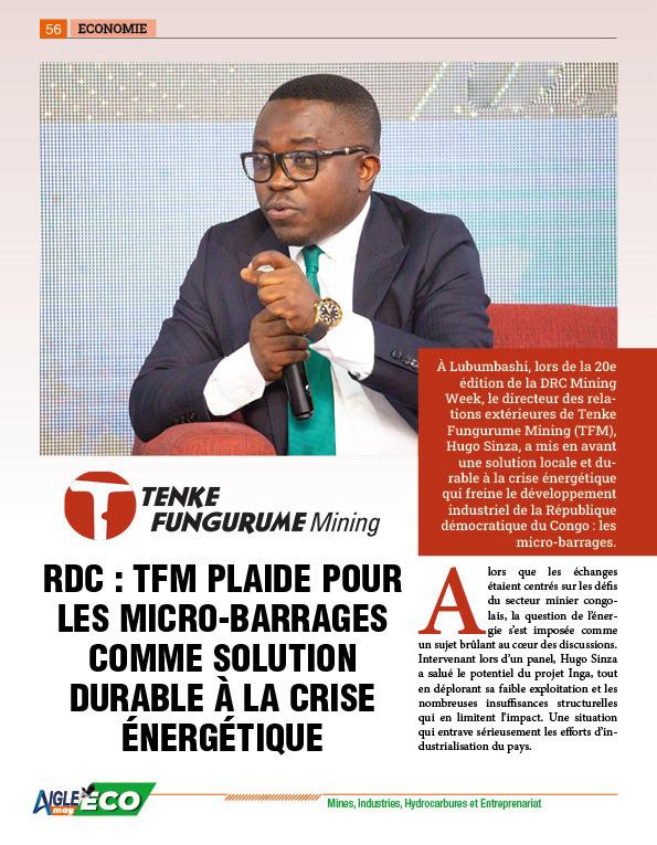 RDC : TFM plaide pour les micro-barrages comme solution durable à la crise énergétique